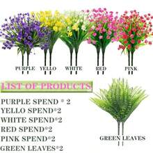 12 Piezas Bundles Mix Color Artificial Flowers UV Resistant Fake Flowers Artificial Plants Decoración de arbustos jardín Ventana Porche Cocina Colgantes Plantas Decoración - otro - Ver 2