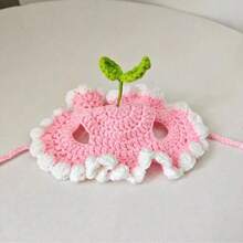 Knitted Pet Hat, Elegant Crochet Cat Hat With Rabbit Ear Ruffled Floral Decor, Suitable For Small/Medium Cats, Soft & Easy To Wear, Great For Birthday, Holiday, Travel, Photo Shoot, Adorable Pet Accessory - Multicolor - View 5