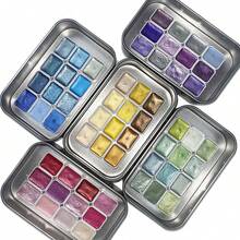 1 Box Solid Watercolor Paints, Metal Box Watercolor Art Supplies, Watercolor Painting Art Materials, Back To School New Year Holiday Gift Art Supplies, Professional Art Use - Single Piece - View 13