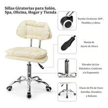 Silla Rodante Para Oficina Giratoria Elevable, Maquillaje - Blanco - Ver 5