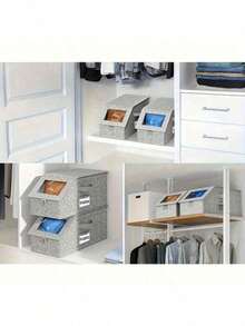 1pc Multi-Functional Baseball Cap Storage Box, Large Capacity Stackable Baseball Cap Container, Multi-Purpose Dust-Proof Storage Box For Wardrobe, Foldable Zipper Dust Cover Storage Box For Hats, Clothes, Dolls, Suitable For All Seasons - Multicolor - View 8