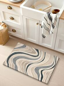 DAJIANG 1 pièce Tapis de course/tapis de cuisine/paillasson de style minimaliste haut de gamme, tapis de sol de cuisine/tapis de course en bois moderne de luxe à motif vague, convient pour la salle de bain et la cuisine - B - Voir 4