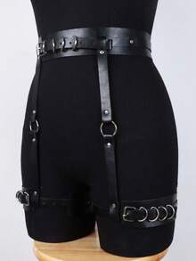 1 chiếc dây nịt chân bằng da kiểu Gothic, dây trói, đai nịt mông bằng da gợi cảm, dây nịt điều chỉnh được, dây nịt đùi bằng da dành cho nữ dịp Halloween - màu đen - Xem 8