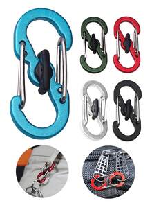 1pc Bi-Directional Carabiner Clip, No Lag Rebound Design, With Keychain Hook - Multicolor - View 2