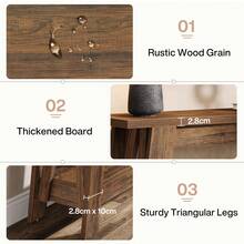 LITTLE TREE 105cm Rustic Brown Farmhouse Console Table - 2-Tier Narrow Entryway Table With Storage For Living Room Hallway Foyer Behind Couch - Brown - View 4