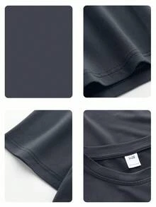 少女卡通女孩与马印花圆领短袖T恤，柔软舒适，休闲时尚，适合旅行、聚会、上学、度假和购物等场合。 - 深灰色 - 查看 4