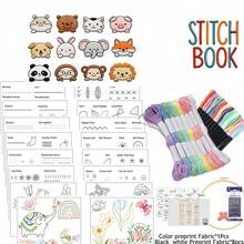 动物图案刺绣练习套装，9张预印画布，适合初学者学习针法并制作自己的刺绣书 - A - 查看 11