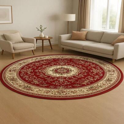 Tapete Modelo Belga 1,20M Redondo Para Sala Quarto Antiderrapante Luxo Facil De Limpar