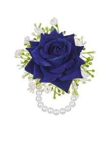 康乃馨玫瑰胸针及纽扣套装，人造花腕花，舞会礼服花环，新郎胸花，婚礼花卉装饰，舞会礼服配饰 - 彩色 - 查看 17