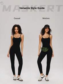 MASKERT Women's Yoga & Dance Jumpsuit, Breathable Elastic Tight-Fitting Activewear For Workout, Outdoor & Home Sports - Black - View 2