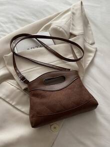 复古菱形链条刺绣手提包，新款时尚别致单肩包，个性化INS风斜挎包 - 咖啡 - 查看 11