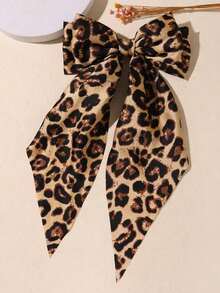 1个超大缎面蝴蝶结发夹，特大丝绸蝴蝶结发饰，法式优雅美学发夹，可爱大蝴蝶结，适合斋月、情人节、婚礼、派对、日常佩戴（豹纹蝴蝶结） - 豹紋款 - 查看 5