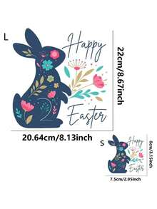 1pc/2pcs/3pcs Easter Bunny & Flower Heat Transfer Vinyl Stickers, Easy To Iron, Washable, For DIY T-Shirt, Jeans, Backpack And Pillow Thermal Transfer Stickers - L - View 3