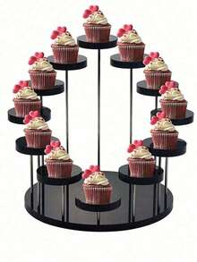 3-Tier Heart Shaped Cake Stand For Creative Wedding, Birthday Party, Candy, Dessert, Afternoon, High Tea ,Valentines Wedding, Birthday,Easter,Party Favors, Parties, Valentine'S Day, Black Valentine DAY, Valentines Wedding,Wedding Party Dessert Stand - 黑色 - 查看 6