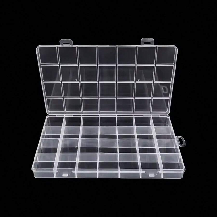 28-Compartment Adjustable Organizer Box Transparent PP Plastic Bead Jewelry Storage Case - 1pc - View 1