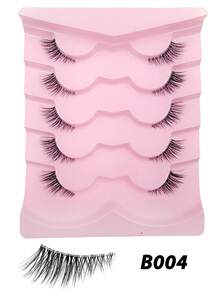 Asiteo 5 Pairs Half Lashes Natural Look Cat Eye False Eyelashes Manga Eyelashes Natural Lashes Short Soft 3d Faux Mink Eyelashes Wispy Fluffy Faux Mink Lashes Eyelash Extension Tool Strip Lashes,Wedding,Bridesmaid,Party,Eid,Gifts. - Half Eyelashes - View 7