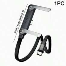 2pcs/1pc 1.5m/1m 240W Fast Charging Data Cable With Phone Holder, 90° Angled Plug, 360° Rotation, Multi-Angle Adjustment, Braided Cable, Compatible With IPhone 17S And Other Smartphones; 240W Holder Charging Cable Compatible With IPhone 17, Tablets And Fast Gaming Charging - Multicolor - View 14