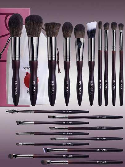  BS-MALL 20pcs Soft Touch High Quality Makeup Brush Set With White Drawstring Bag, Foundation Brush, Blush Brush, Eyeshadow Brush, Precise Makeup Application Professional Makeup Brushes
