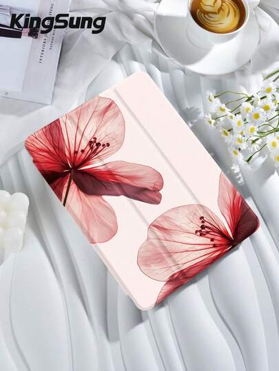 Kingsung Hibiscus Pattern Tablet Case, Compatible With IPad 9.7/10.2/10.5/10.9/12.9/Pro 11, 10th Generation, Compatible With Samsung Galaxy Tab S6 Lite 10.4-Inch, Compatible With Kindle Paperwhite 12th Gen 2024, Kindle (11th Generation) 2022 Version, Soft And Drop Resistant, Intelligent Stand/Auto Wake/Sleep