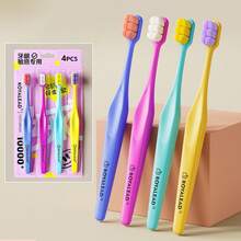 4pcs High Density Soft Bristle Toothbrushes, Suitable For Adults, Couples, Sensitive Gums, Home & Travel Use - Multicolor - View 8