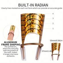 5件套美甲工具，包括延长指套、金属铝制延长指套（适用于凝胶美甲）、美甲金属铝制支架、凝胶延长指套、延长贴纸、指甲修型支架、美甲工具 - 彩色 - 查看 6