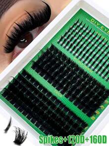 300D/200D160D/120D/100D/80D/60DLash Clusters With Spikes & Bottom Lashes 290Pcs/285Pcs/255Pcs/235Pcs/190Pcs Fluffy Volume Manga Natural Spiky Cluster False Eyelashes Fairy Cluster Lashes Wispy Manga Lash D Curl Individual Anime Mink Lashes Extensions Full Pack DIY At Home - D - 查看 17