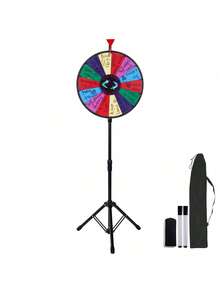 18 Inch Spinning Prize Wheel, 14 Slots Spinning Wheel With Height Adjustable Stand, Roulette Wheel With A Dry Erase, And A Storage Bag, Win Fortune Spin Games In Party Pub Trade Show Carnival - Multicolor - View 8