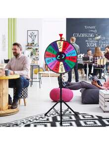 18 Inch Spinning Prize Wheel, 14 Slots Spinning Wheel With Height Adjustable Stand, Roulette Wheel With A Dry Erase, And A Storage Bag, Win Fortune Spin Games In Party Pub Trade Show Carnival - Multicolor - View 9