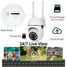 1pc 1080P Full HD 360° Panoramic Wireless WiFi Smart Security Camera, Dual-Way Audio, Pan/Tilt/Zoom, Night Vision, Motion Tracking, Suitable For Elderly Care, Pet Monitoring, Construction, Indoor/Outdoor Use - White - View 6