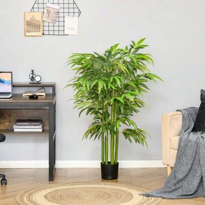 Large Artificial Bamboo, 140cm, Artificial Plant, Potted Plastic Artificial Plants, Artificial Bamboo With 780 Leaves, Looks Real, For Living Room, Bedroom, Office, Garden, Modern Decoration