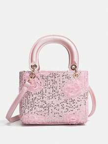 1pc Girls' New Fashion Lace Flower Sequin Elegant Handbag, High-End Shoulder Bag With Adjustable Strap, Available In Multiple Sizes For Mother-Daughter Matching, Suitable For Daily Use, Party, Travel, Ideal Gift - A - View 13