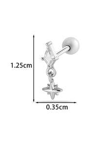 Toppiercing 1件装 多功能时尚微镶锆石创意不锈钢耳骨穿孔耳环 - 彩色 - 查看 3