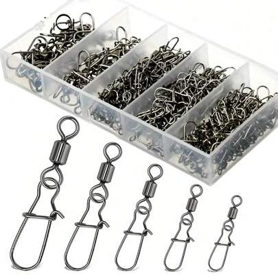 Black Iron Ball Bearing Fishing Swivels, 50 Packs Assorted Sizes #4 #6 #8 #10 #12, High-Quality Terminal Tackle For Anglers