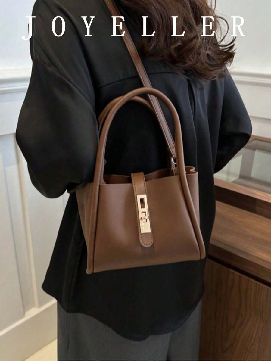 Women's New Solid Color PU Fashion Tote Bag Multifunctional Shoulder Bag With Small Coin Purse