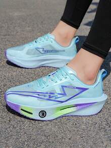 L.S.W.P Giày chạy bộ thoáng khí cho nam - Đế chống sốc và chống mài mòn, đệm EVA, giày thể thao cổ thấp nhẹ với thiết kế sọc, thích hợp để tập gym, chạy bộ và mặc hàng ngày, phong cách thể thao thời trang với đế lót mềm EVA - Màu xanh lam - Xem 10