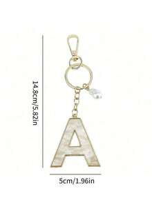 1pc 26 English Alphabet Faux Pearl Alloy Keychain Paired With Bowknot Ornaments, Popular Accessory, Backpack Charm Car Hanging Pendant Women Girls,Wallet And Handbag Accessories,Couple Pendant, Bag Pendant, Headphone Pendant,Suitable As A Family, Friends, Lovers, Mother's Day Gifts, Teacher Gifts, Birthday Gifts, Holiday Gifts - 金色 - 查看 5