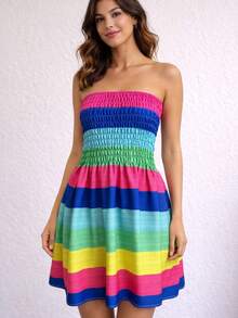 Colorful Printed Short Dress For Carnival And Summer  2026 - Nhiều màu - Xem 2
