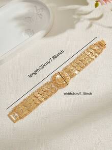 Mgyi 金色铜质时尚高端复古女士手链，18K镀金优雅方形设计，适合尼日利亚、迪拜、中东、沙特阿拉伯等地，可用于新娘婚礼、日常佩戴、结婚纪念日礼物、万圣节礼物等。 - PSL-040 - 查看 3