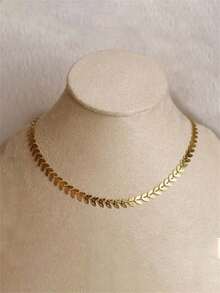 1 chiếc dây chuyền hình lá bằng thép không gỉ thanh lịch, kiểu dáng unisex, thiết kế họa tiết bông lúa độc đáo, thích hợp đeo hàng ngày, món quà tuyệt vời cho bạn bè. - Vàng - Xem 1