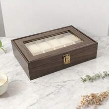 FEILIYA Uten 12 Slot Watch Box With Drawer, Men's Watch Display Case With Glass Cover, Double Layer Jewelry And Watch Storage Box, Unisex, Black,Room Decor - Multicolor - View 20