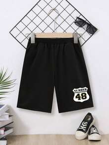 青少年男孩赛车风格设计印花Polo衫+赛车号码“48”标志图案工装裤 男孩夏季新款套装 - 彩色 - 查看 5