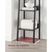 Estantería estrecha de 5 niveles para oficina, dormitorio, salón o cocina, diseño de escalera, color ébano, fácil de armar - Negro ébano - Ver 2