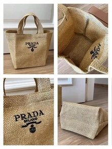 Prada Casual Versatile Tote Bag, Travel Canvas Bag, Storage Pouch - Apricot - View 6