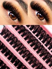 Fengxiu Eyelash 140片D型卷翘动漫风格纤细假睫毛簇，长度10-16毫米混合，浓密纤长，单根嫁接，居家即可轻松打造浓密效果 - D - 查看 2