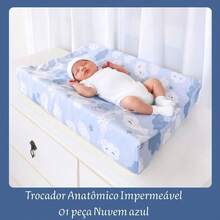 Trocador De Fraldas Anatômico Impermeável Menino Menina para Cômoda e Berço 01 Peça - NUVEM AZUL - Visão 11