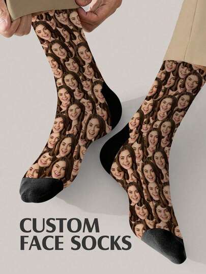 1 Pair Custom Face Socks, Custom Photo Sock, Custom Printed Socks, Personalized Funny Face Socks, Custom Picture Socks, Put Any Face On The Socks, Anniversary Gift, Valentine Gift, Birthday Gift Unique, Customized Treasure Finds, Winter Fashion, Christmas Gift, Personalized Gifts For Men/Women Ideal Gifts For Him Family, Grandparents, Children Living Room, Bedroom, For Graduation, For Winter, For Christmas, For Fall/Autumn, For Holiday,Customized Men Socks,Chic Autumn