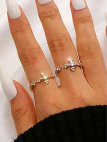 Women's Vintage Luxurious Copper Rhinestone Open Ring, Elegant Christian Cross Design, Suitable For Casual Daily Wear, Valentine's Day, Vacation, Holidays, Women's Gift, Best Gift For Female Friends - Multicolor - View 14