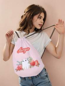 1pc Customized Name Cartoon Cat Pattern Drawstring Backpack, Can Be Customized According To Your Unique Design, Perfect For Children, Print Your Own Name Or Print Your Sister's And Classmates' Names As Gifts For Them - Multicolor - View 8