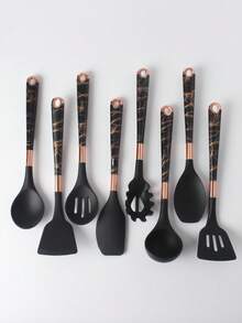 High-Temperature Resistant Silicone Kitchen Utensil 8-Piece Set - Spatula, Spoon, Scraper, Whisk, Ladle Kit, Non-Scratch Cookware , Baking And Cooking Tools - Multicolor - View 1