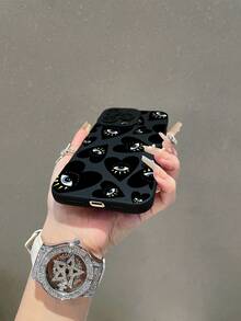 1个时尚黑色心形眼睛图案磨砂TPU防震手机壳，适合作为送给男朋友/女朋友的礼物，兼容苹果、OPPO、vivo和其他安卓手机 - 彩色 - 查看 4